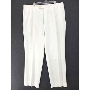 Gianni Vironi Mens Dress Pants White  Pleated Front 48L 42W Not Tailored Yet